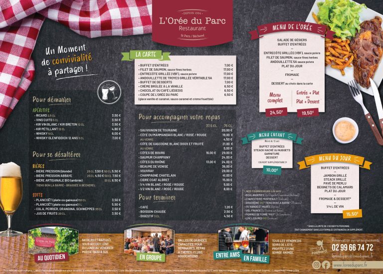 L'orée du parc menu en semaine à partir de 15,50 €